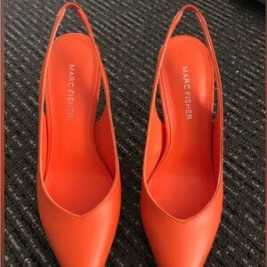 Marc Fisher Vibrant Orange Slingback Heels